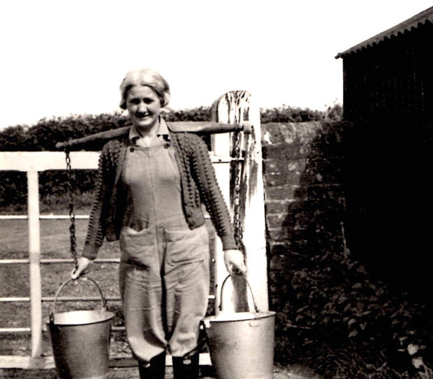 Picture of May Griffin at Briddleford Farm 1940