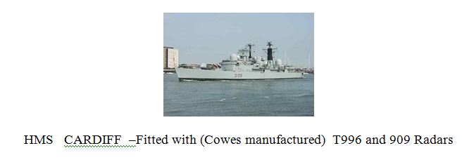 Picture of HMS CARDIFF – Fitted with (Cowes manufactured) T996 and 909 Radars