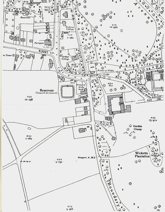 Map of east Cowes Reservoir
