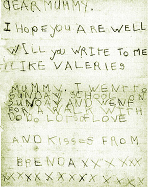 Brenda's first letter home