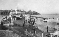 Boarding Fishbourne Car ferry circa 1950