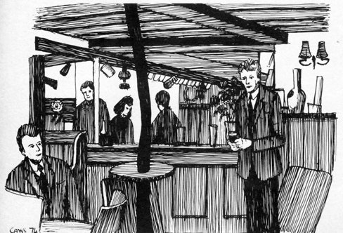 Drawing of the bar Buddle Inn, Niton