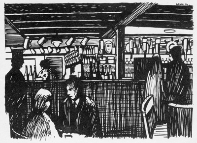 Drawing of the Crab Hotel bar, Shanklin
