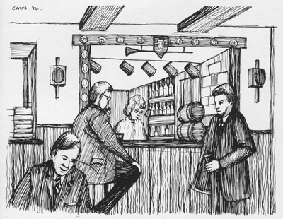 Drawing of the White Horse bar, Whitwell