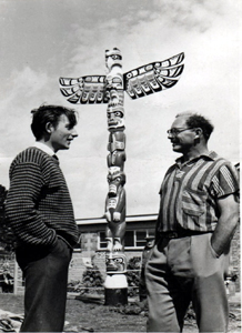 Fig 16: Totem Pole at Little Canada Jack Whitehead right