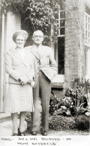 Picture of Mr. and Mrs. Fulford at the front entrance, 1945