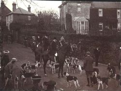 Village Hunt with beagles in High Street circa 1906
