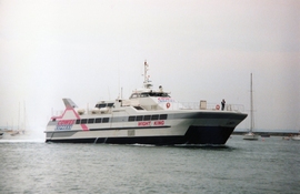 Picture of the Wight King (ex Sant Agata) approaching Cowes in 1991.