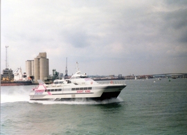 Picture of the Wight King (ex Sant Agata) departing Southampton in 1991.
