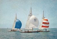 Yachts in the International Dragon Class off Cowes
